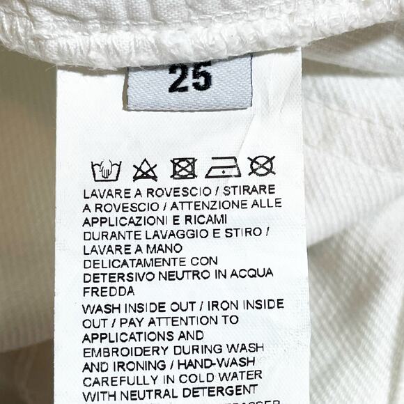 Pinko White Bootcut Jeans With Rhinestone & Pearl Embellishments Size 25 - Picture 4 of 10